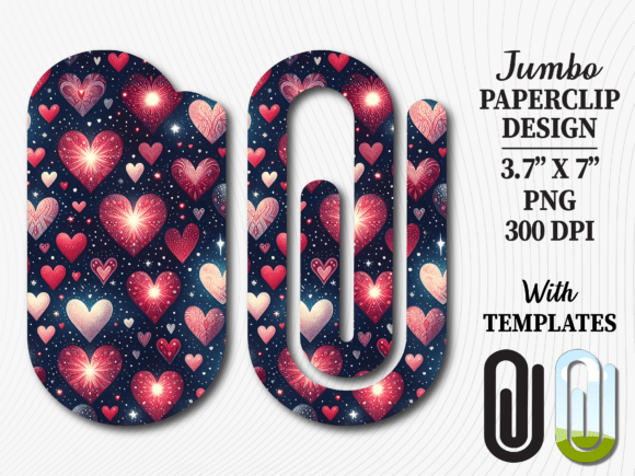 Blue Glowing Heart Jumbo Paperclip