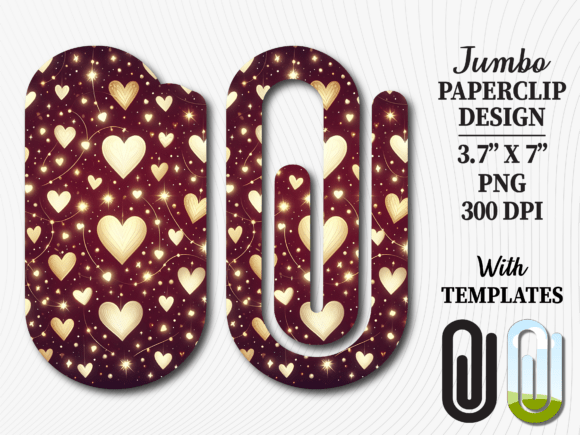 Dark Gold Sparkle Heart Jumbo Paperclip