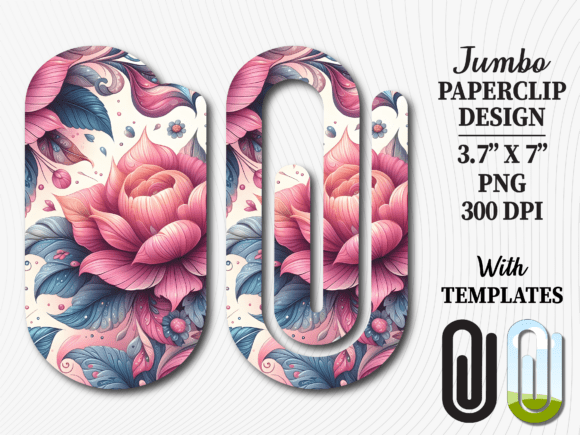 Floral Rose Botanical Jumbo Paperclip