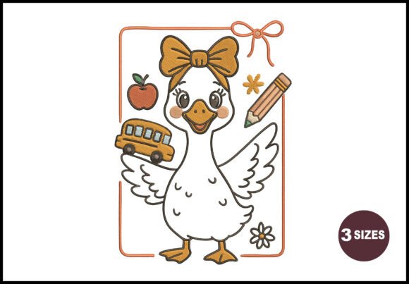 Funny Goose Embroidery for School Projects