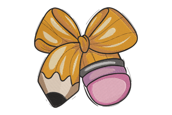 Pencil Bow Embroidery Design for Unique Projects