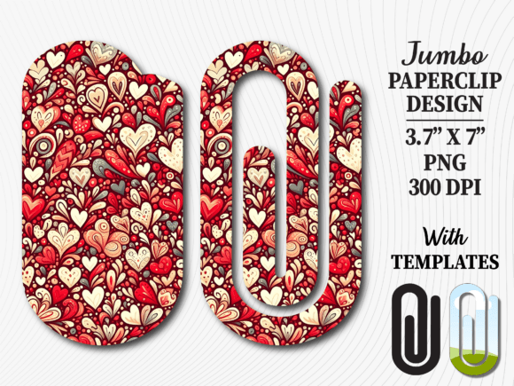 Red Hearts Pattern Jumbo Paperclip PNG: A Digital Asset for Custom Creations