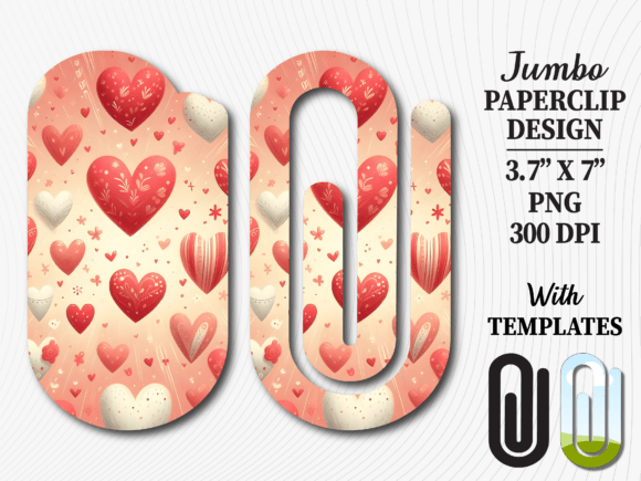Soft Pink Love Heart Jumbo Paperclip PNG