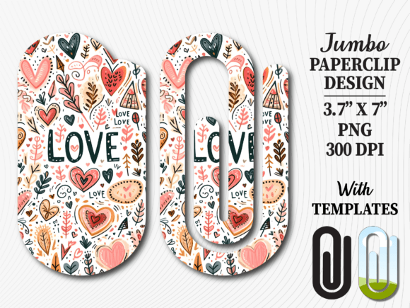 Valentines Day Doodle Jumbo Paperclip