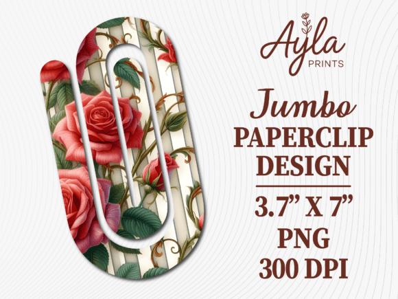 Vintage Red Rose Jumbo Paperclip Design